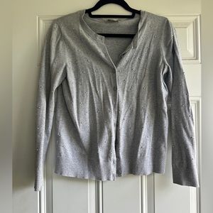 LOFT Outlet gray pointelle cardigan
